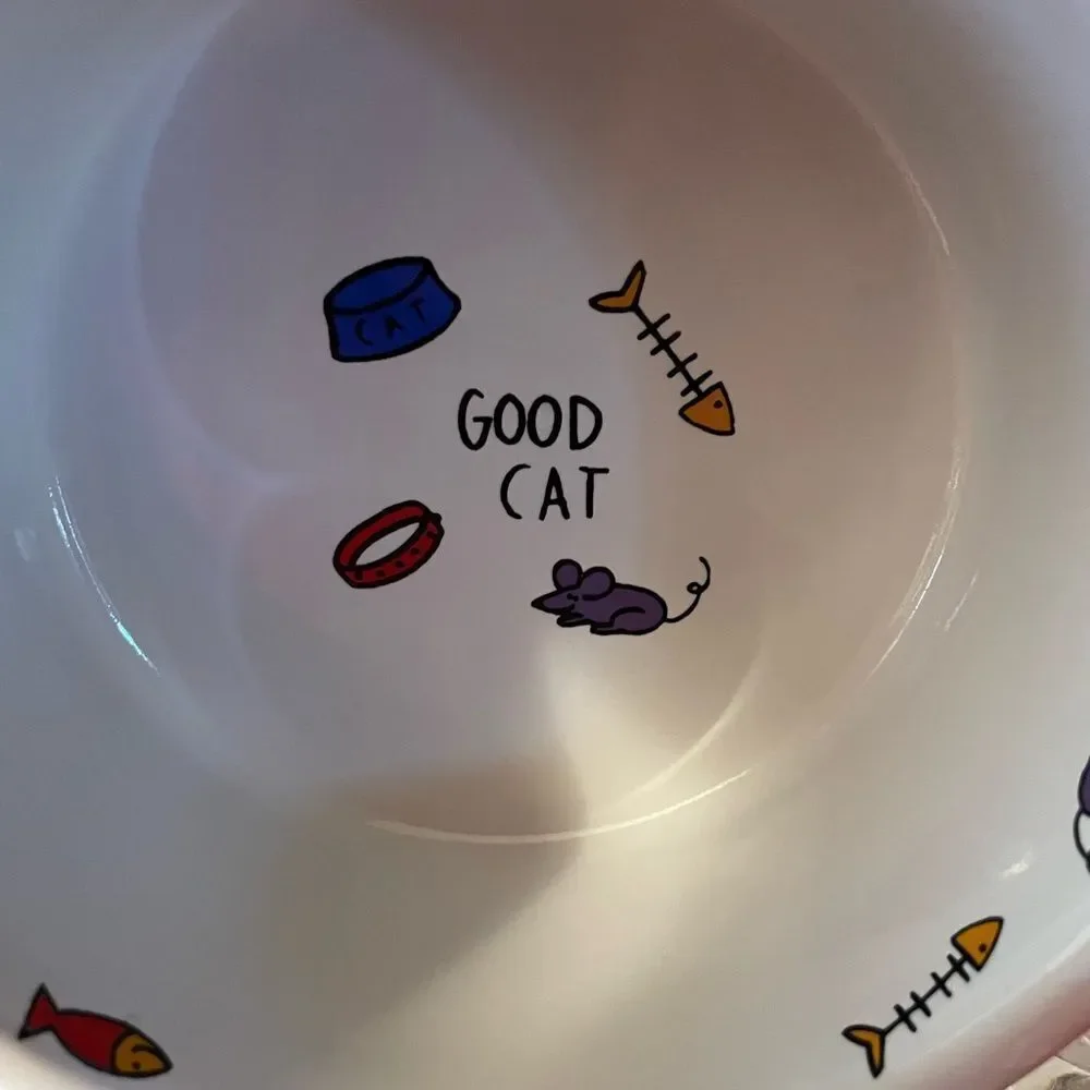 Signature The Good Cat Cat Dish & Meowy Christmas Fish Shaped Cat Dish
